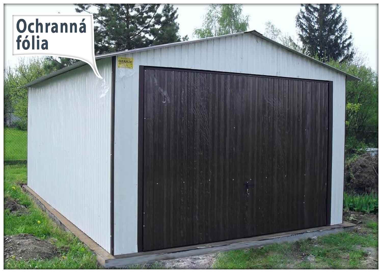 Plechová garáž 3,5x5 sedlová strecha farba RAL 9010